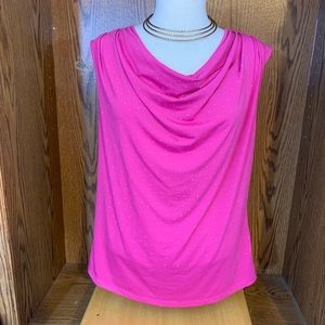 Dressbarn large bright pink draped neck top